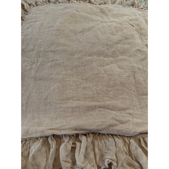 2 Wamsutta Vintage 1846 Beige Frayed Ruffle  Linen Euro Pillow Shams Boho Chic - Picture 12 of 15